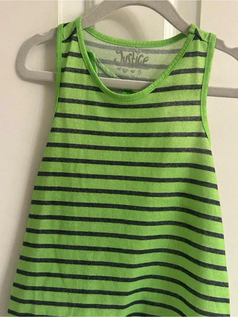 Justice Neon Green and Black Striped Girls' Tank Top